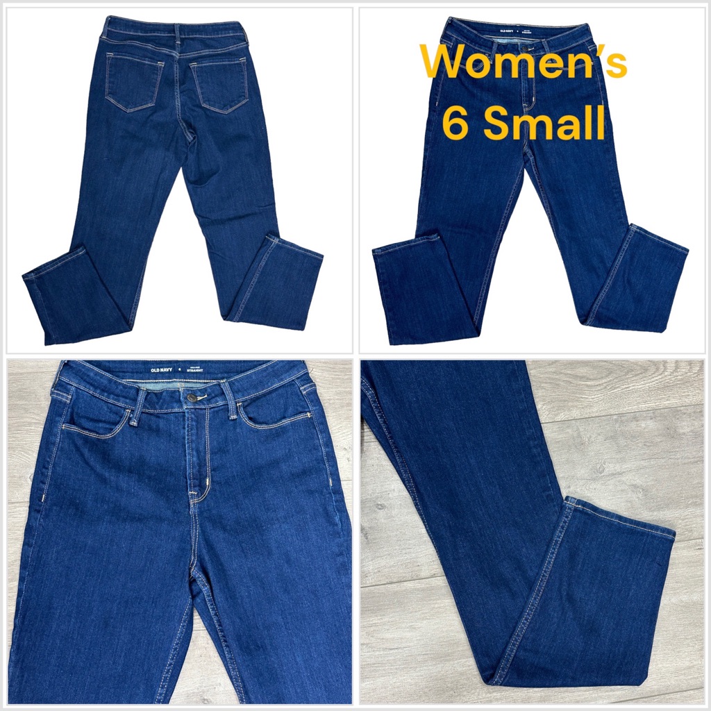 Womens Old Navy 6 Small Jeans High Rise Denim Navy Blue Straight Stretch Ankle